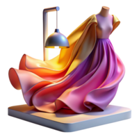 dramatic minimalist An abstract representation of fashion, using flowing fabrics and vibrant colors, illuminated by runway lighting, in an Art Deco style original png