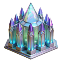 impressive artistic Crystal palace, transparent structure, iridescent lighting, fantasy style high quality png