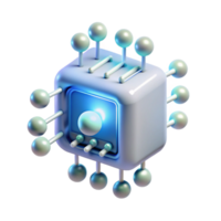 elegant modern A single, levitating microchip emitting binary code visualized as glowing particles, soft ambient lighting, minimalist style 4K png