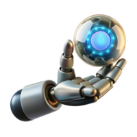 extraordinary vintage A robotic hand delicately holding a glowing orb of digital data, chiaroscuro lighting, Renaissance style premium png