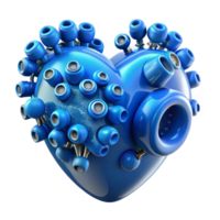impressive contemporary A swarm of nanobots assembling a human heart, cool blue lighting, medical illustration style high quality png