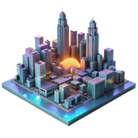 stunning creative A futuristic cityscape constructed from interconnected circuit boards, dramatic sunset lighting, photorealistic style detailed png