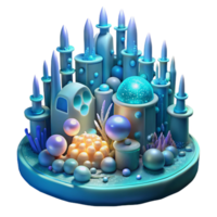 extraordinary rustic An underwater city built of bioluminescent coral and shimmering pearls, illuminated by the ethereal glow of deep-sea creatures, in a surreal, fantasy style professional png