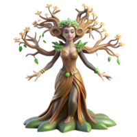 extraordinary abstract A graceful dryad emerging from an ancient oak, adorned with vines and blossoms, lit by dappled sunlight, in the style of Art Nouveau original png