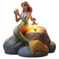 wonderful traditional A beautiful siren perched on a rocky outcrop, alluring sailors with her enchanting song, lit by the warm glow of sunset, in the style of Pre-Raphaelite art authentic png