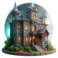 stunning artistic A dilapidated Victorian mansion with broken windows and overgrown ivy, lit by the eerie glow of the moon, in a gothic, horror style original png