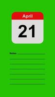 April 21, Green Screen Calendar Animation with Note Space video
