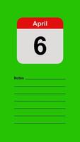 April 6, Green Screen Calendar Animation with Note Space video