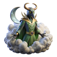 wonderful classic A cunning Loki transforming into a raven, surrounded by swirling mists, illuminated by a sliver of moonlight, in the style of Norse mythology art authentic png