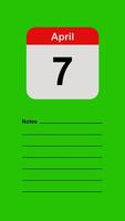 April 7, Green Screen Calendar Animation with Note Space video