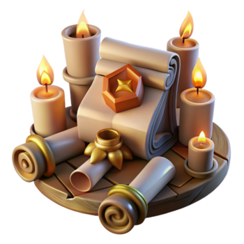 meraviglioso classico un' saggio oracolo consulenza il rune, circondato di antico pergamene e tremolante candele, nel il stile di medievale arte esclusivo png