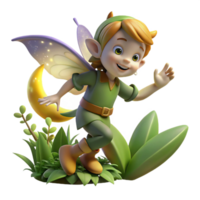 beautiful rustic A mischievous pixie flitting through a moonlit garden, scattering fairy dust, in the style of children's book illustration authentic png