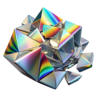 vibrant classic Shattered fragments of mirrored glass, reflecting a distorted rainbow spectrum, in a cubist, abstract style original png