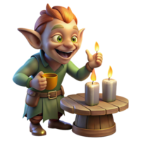 serene minimalist A mischievous imp playing pranks in a dimly lit tavern, illuminated by candlelight, in the style of a Dutch Golden Age painting high resolution png