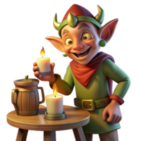 stunning rustic A mischievous imp playing pranks in a dimly lit tavern, illuminated by candlelight, in the style of a Dutch Golden Age painting premium png