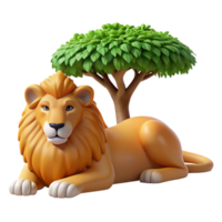 impressive vintage A Regal Lion Resting in the Shade of an professional png