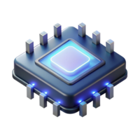 extraordinary creative A Single Glowing Microchip Floating in a high quality png