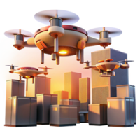 serene minimalist A Swarm of Autonomous Delivery Drones genuine png