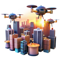 impressive rustic A Swarm of Autonomous Delivery Drones 4K png