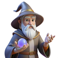 vibrant modern A Wise Old Wizard with a Long White high resolution png