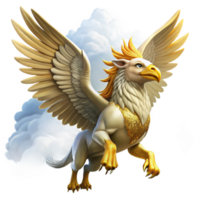 impressive vintage A Majestic Griffin with Feathers of Gold high resolution png