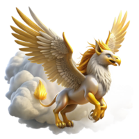 serene vintage A Majestic Griffin with Feathers of Gold professional png
