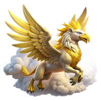elegant traditional A Majestic Griffin with Feathers of Gold original png