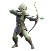beautiful artistic A Graceful Elf Archer with a Silver Bow detailed png