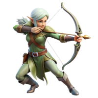 serene modern A Graceful Elf Archer with a Silver Bow premium png