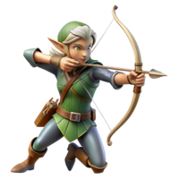 impressive modern A Graceful Elf Archer with a Silver Bow premium png