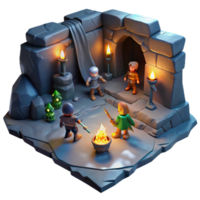 dramatic artistic A Group of Adventurers Exploring a Dark 4K png