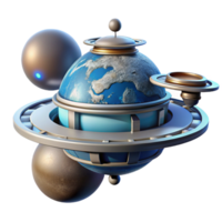 magnifique Créatif une futuriste espace station en orbite une loin planète, dans une photoréaliste, espace art style authentique png