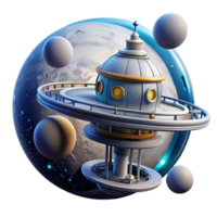 serene rustic A Futuristic Space Station Orbiting a authentic png