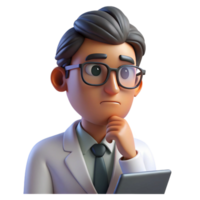 vibrant traditional Portrait of a Thoughtful Scientist with detailed png