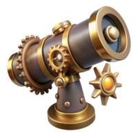 serene traditional A Steampunk Telescope with Brass Lenses original png