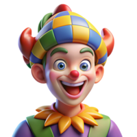 vibrant vintage Portrait of a Mischievous Jester with professional png