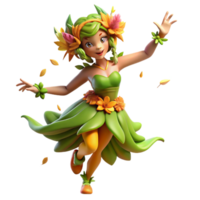 elegant rustic A Playful Dryad Adorned with Vibrant high resolution png