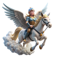 elegant artistic A Proud Valkyrie Riding a Winged Horse high quality png