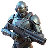 elegant creative A Futuristic Soldier Wearing Power Armor detailed png