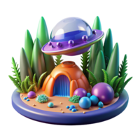 vibrant traditional A Spaceship Landing on a Newly Discovered premium png