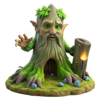 wonderful minimalist A Wise Old Tree Spirit Emerging from an detailed png