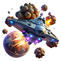 impressive creative A Spaceship Battling Alien Fighters in a professional png