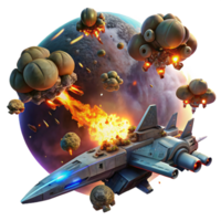elegant vintage A Spaceship Battling Alien Fighters in a high resolution png