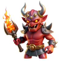 beautiful classic A Wrathful Oni with Crimson Skin Horns premium png