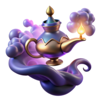 beautiful creative A Powerful Djinn Emerging from a Lamp detailed png