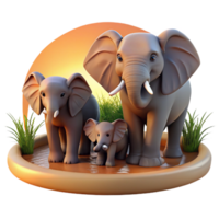 beautiful rustic A Family of Elephants Bathing in a Muddy premium png
