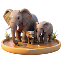 dramatic contemporary A Family of Elephants Bathing in a Muddy genuine png