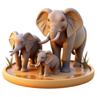 wonderful rustic A Family of Elephants Bathing in a Muddy genuine png