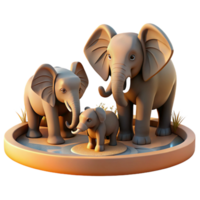 elegant classic A Family of Elephants Bathing in a Muddy professional png