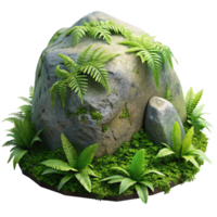 magnificent classic A Mossy Rock Covered in Ferns Damp premium png